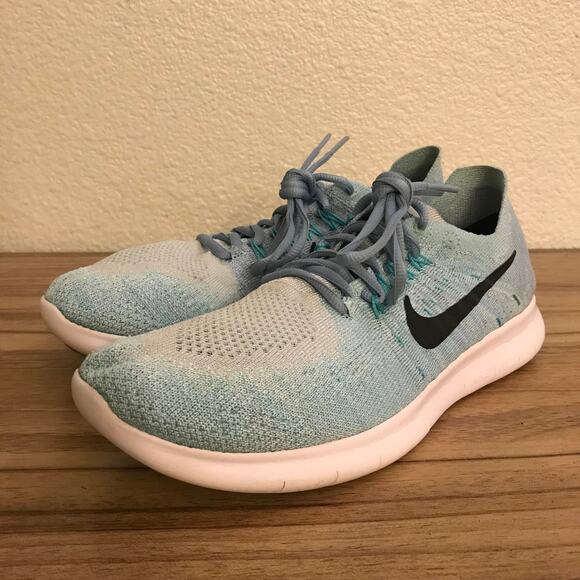 Nike Womens Free RN Flyknit 2017 880844-402 Blue Running Shoes Sneakers Size 9 - Picture 2 of 7